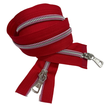 2-Wege-Reißverschluss 85 cm Rot Silber Rosé